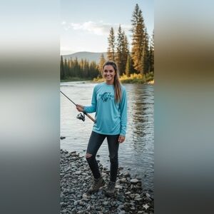 Bass Pro Shops Women's Long Sleeve XL Blue Shirt (EUC)